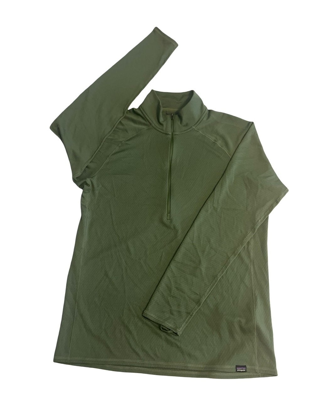 Patagonia Capilene Midweight 1/4 Zip  Sz L Green LS Base Layer Running Travel